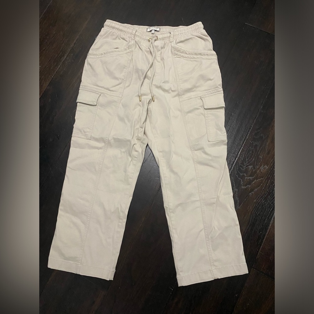 Bagatelle Thick Stretchy Crème Cargo Pants